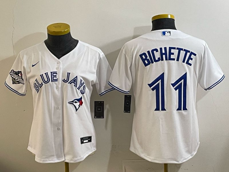 Women 2025 Nike Toronto Blue Jays #11 Bichette  White Game MLB Jersey 03